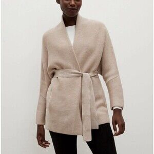 MM Lafleur Morandi 100% Merino Wool Knit Cardigan Sweater Belted Sz XS/S Beige